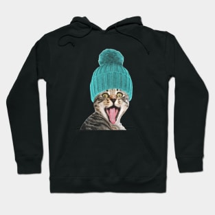 Cat with Hat Illustration Hoodie